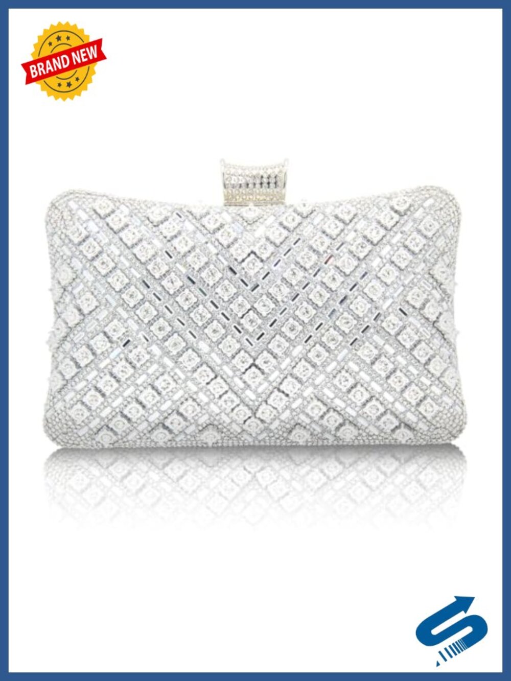 Rhinestone Clutch Evening Bag Sparkly Sequin Handbag with Chain Strap